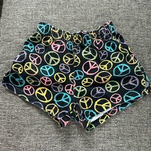 Soffe Girls Black Pink Orange Peace Sign Shorts Size 7